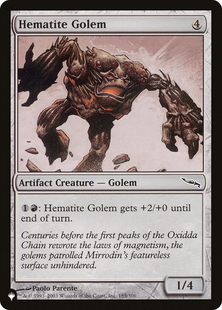 Image for Hematite Golem (The List Reprints) (185/306) - Magic: The Gathering