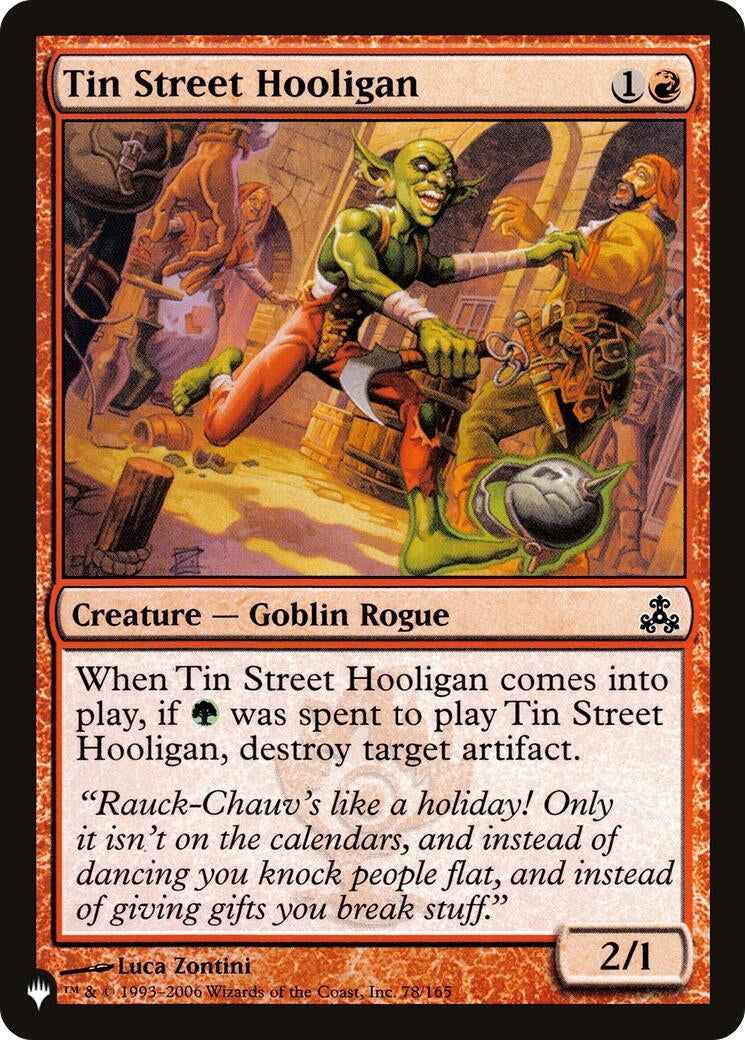 Image for Tin Street Hooligan (The List Reprints) (78/165) - Magic: The Gathering