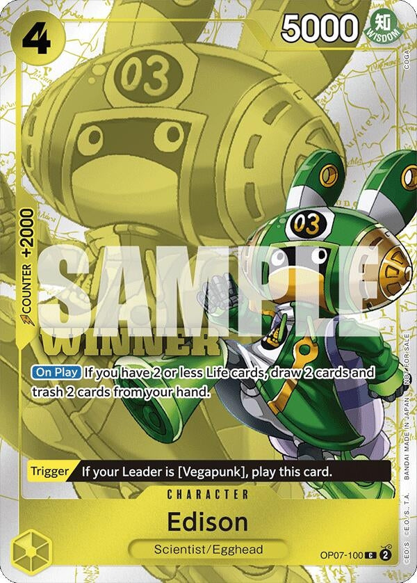 Image for Edison (Winner Pack 2024 Oct.-Dec.) (One Piece Promotion Cards) (OP07-100) - One Piece Card Game