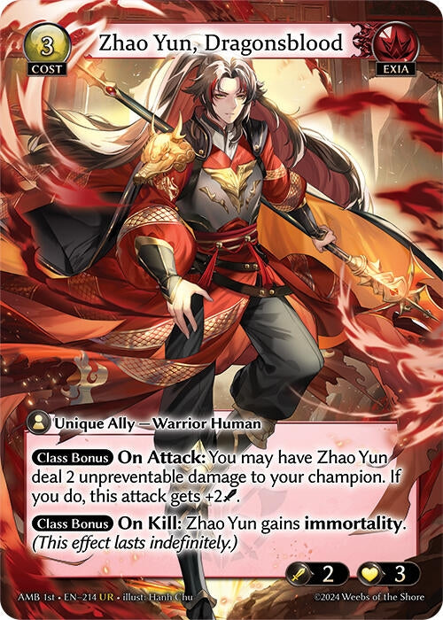 Image for Zhao Yun, Dragonsblood (Mortal Ambition) (214) - Grand Archive TCG