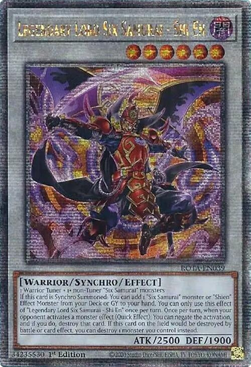 Image for Legendary Lord Six Samurai - Shi En (Quarter Century Secret Rare) (Rage of the Abyss) (ROTA-EN039) - YuGiOh
