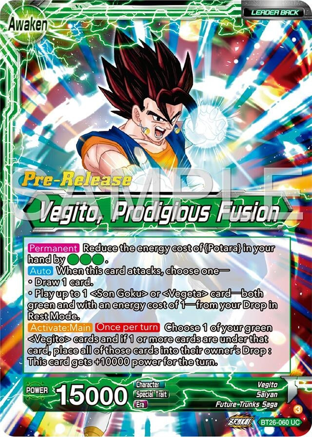 Image for Son Goku & Vegeta // Vegito, Prodigious Fusion (Ultimate Advent Pre-Release Cards) (BT26-060) - Dragon Ball Super: Masters