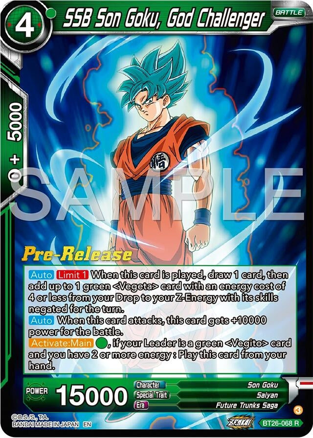 Image for SSB Son Goku, God Challenger (Ultimate Advent Pre-Release Cards) (BT26-068) - Dragon Ball Super: Masters