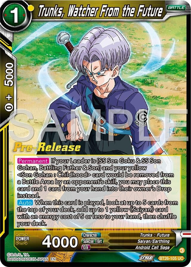 Image for Trunks, Watcher From the Future (Ultimate Advent Pre-Release Cards) (BT26-105) - Dragon Ball Super: Masters