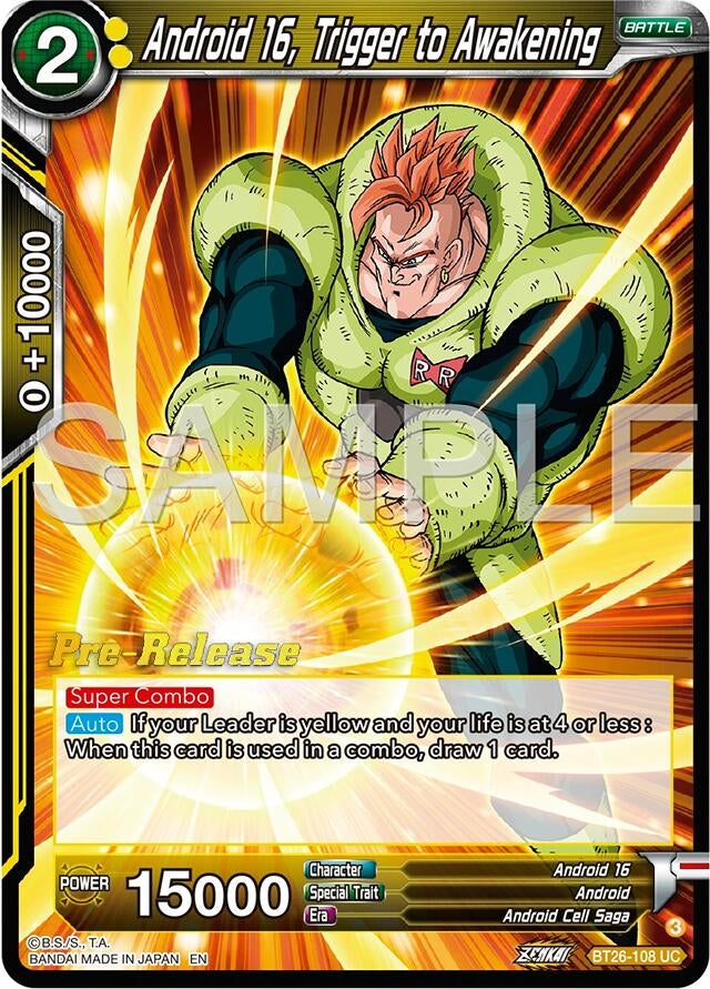 Image for Android 16, Trigger to Awakening (Ultimate Advent Pre-Release Cards) (BT26-108) - Dragon Ball Super: Masters