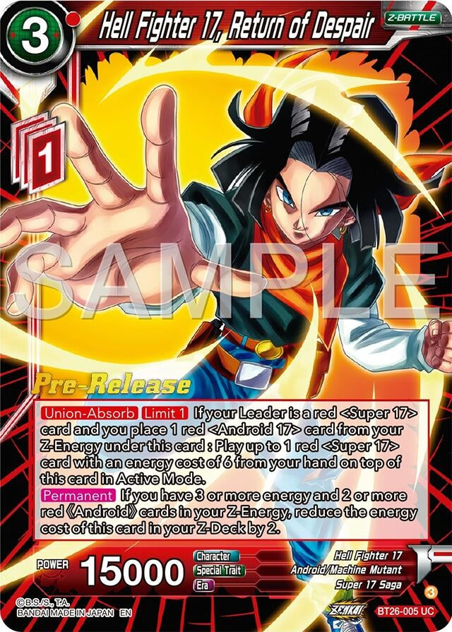 Image for Hell Fighter 17, Return of Despair (Ultimate Advent Pre-Release Cards) (BT26-005) - Dragon Ball Super: Masters