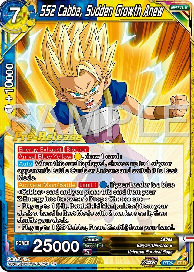 Image for SS2 Cabba, Sudden Growth Anew (Ultimate Advent Pre-Release Cards) (BT26-137) - Dragon Ball Super: Masters