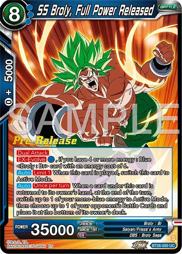 Image for SS Broly, Full Power Released (Ultimate Advent Pre-Release Cards) (BT26-050) - Dragon Ball Super: Masters