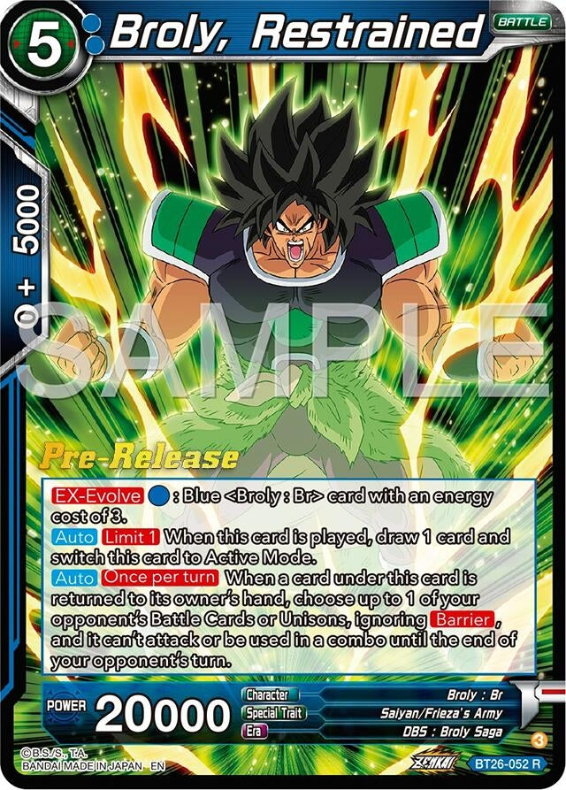 Image for Broly, Restrained (Ultimate Advent Pre-Release Cards) (BT26-052) - Dragon Ball Super: Masters