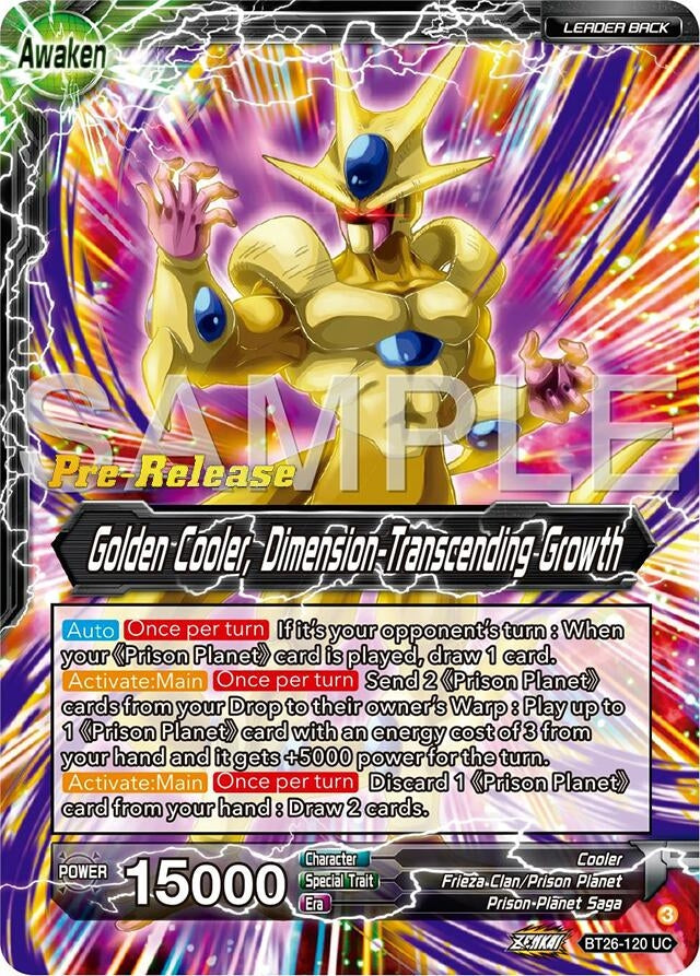 Image for Cool // Golden Cooler, Dimension-Transcending Growth (Ultimate Advent Pre-Release Cards) (BT26-120) - Dragon Ball Super: Masters