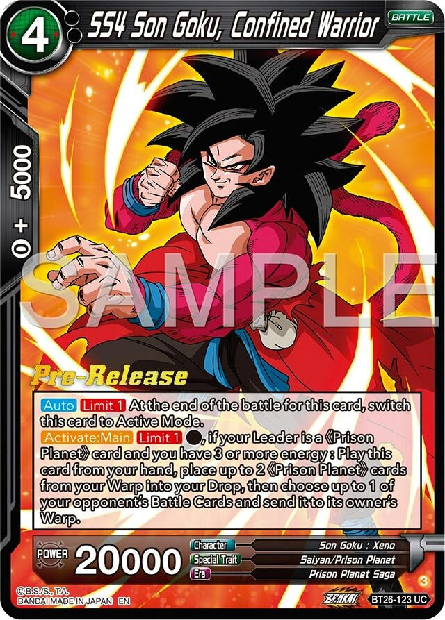 Image for SS4 Son Goku, Confined Warrior (Ultimate Advent Pre-Release Cards) (BT26-123) - Dragon Ball Super: Masters