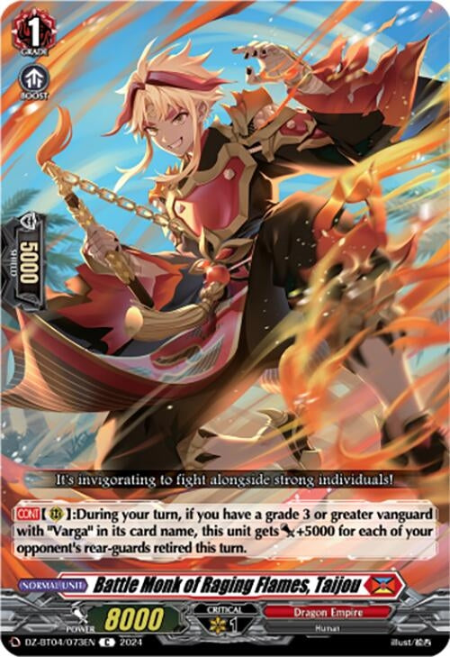 Image for Battle Monk of Raging Flames, Taijou (DZ-BT04: Destined Showdown) (DZ-BT04/073EN) - Cardfight Vanguard