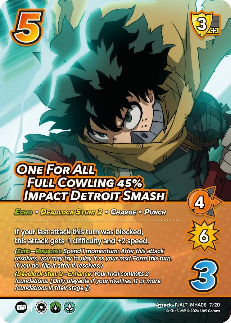 Image for One For All Full Cowling 45% Impact Detroit Smash (Alternate Art) (Challenger Series: My Hero Academia - Dark Hero Arc) (MHA08 7/20) - UniVersus