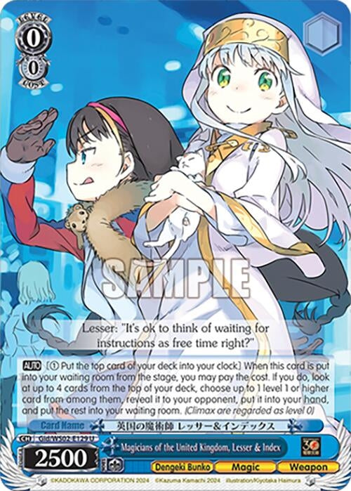 Image for Magicians of the United Kingdom, Lesser & Index (Dengeki Bunko) (Gid/WS02-E129 U) - Weiss Schwarz