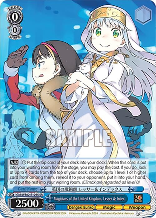 Image for Magicians of the United Kingdom, Lesser & Index (SR) (Dengeki Bunko) (Gid/WS02-E129S SR) - Weiss Schwarz