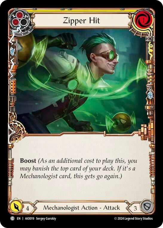 Image for Zipper Hit (Yellow) (Armory Deck: Dash) (AIO019) - Flesh and Blood TCG
