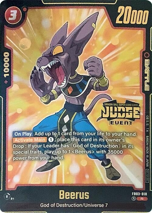 Image for Beerus - FB03-018 (Judge Pack (Event Judge) 02) (Tournament and Championship Promos) (FB03-018) - Dragon Ball Super: Fusion World