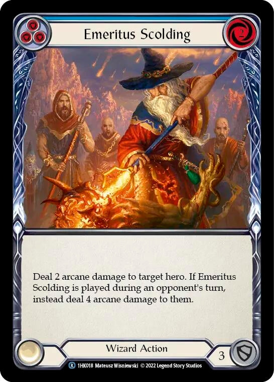 Image for Emeritus Scolding (Blue) (Historic Pack 1 Blitz Deck: Kano) (1HK018) - Flesh and Blood TCG