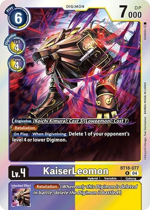 Image for KaiserLeomon (BT18-19) (BT18-077 R) - Digimon Card Game