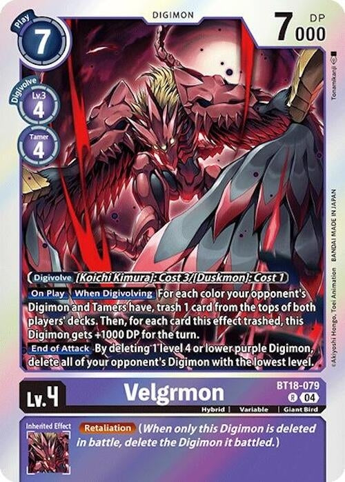 Image for Velgrmon (BT18-19) (BT18-079 R) - Digimon Card Game