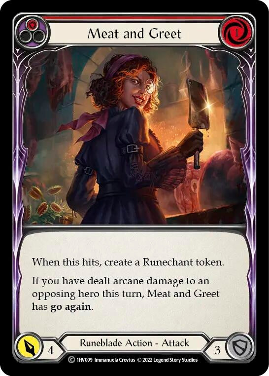 Image for Meat and Greet (Red) (Historic Pack 1 Blitz Deck: Viserai) (1HV009) - Flesh and Blood TCG