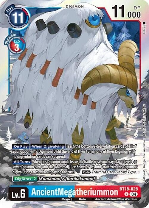 Image for AncientMegatheriummon (BT18-19) (BT18-028 R) - Digimon Card Game