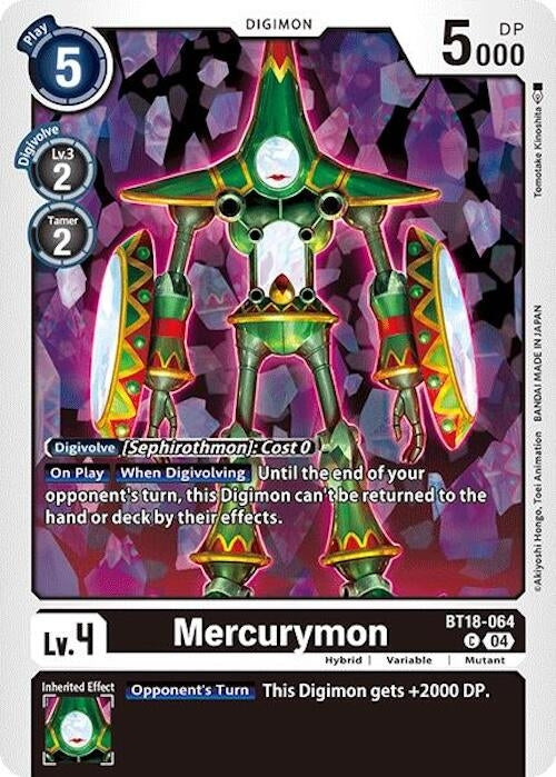 Image for Mercurymon (BT18-19) (BT18-064 C) - Digimon Card Game