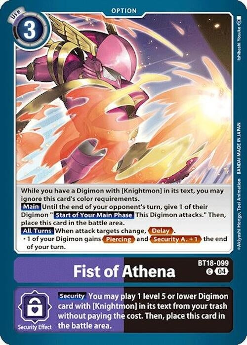 Image for Fist of Athena (BT18-19) (BT18-099 C) - Digimon Card Game