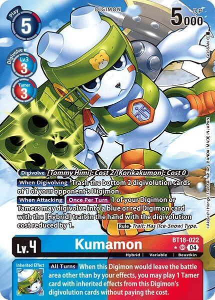 Image for Kumamon (Alternate Art) (BT18-19) (BT18-022 SR) - Digimon Card Game