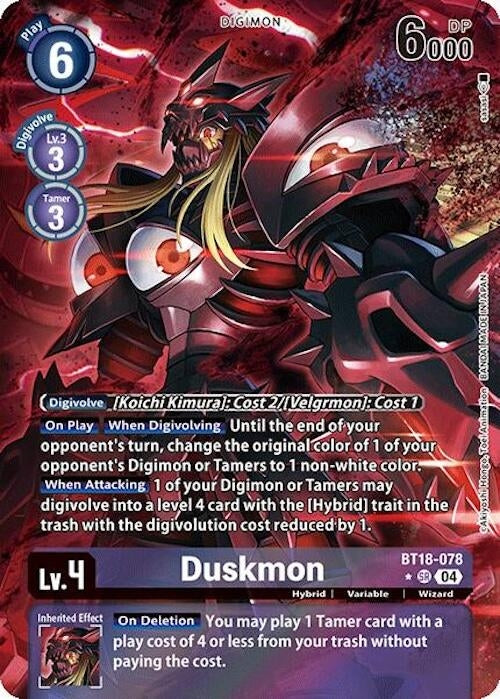 Image for Duskmon (Alternate Art) (BT18-19) (BT18-078 SR) - Digimon Card Game