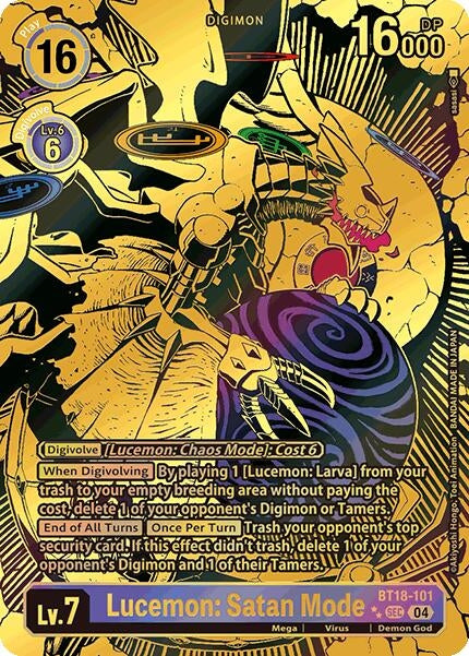 Image for Lucemon: Satan Mode (Textured) (BT18-19) (BT18-101 SEC) - Digimon Card Game