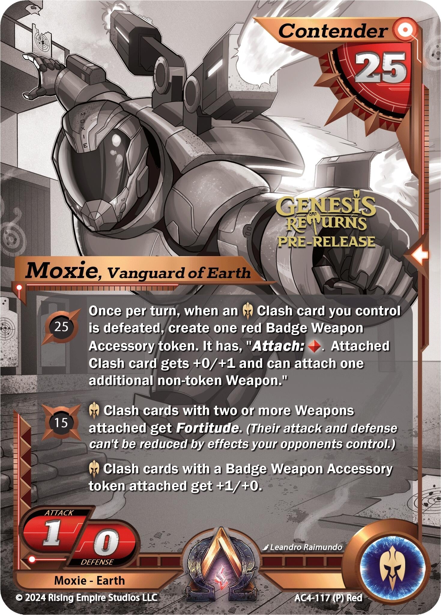 Image for Moxie, Vanguard of Earth (Pre-Release Champion) (Genesis Returns) (AC4-117) - Alpha Clash
