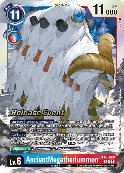 Image for AncientMegatheriummon (BT18-19_PR) (BT18-028 R) - Digimon Card Game