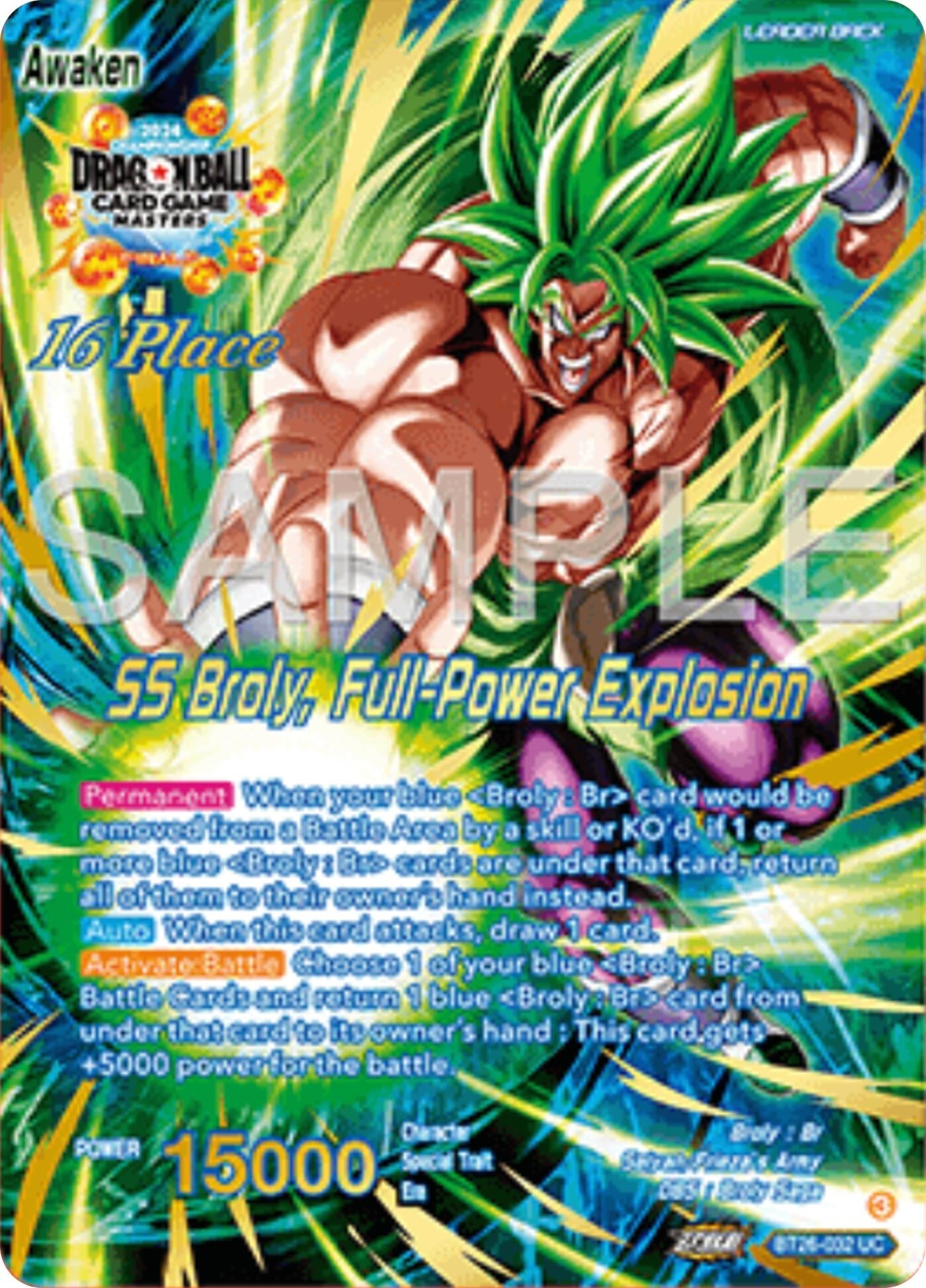 Image for Broly // SS Broly, Full-Power Explosion (Top 16) (Tournament Promotion Cards) (BT26-032) - Dragon Ball Super: Masters