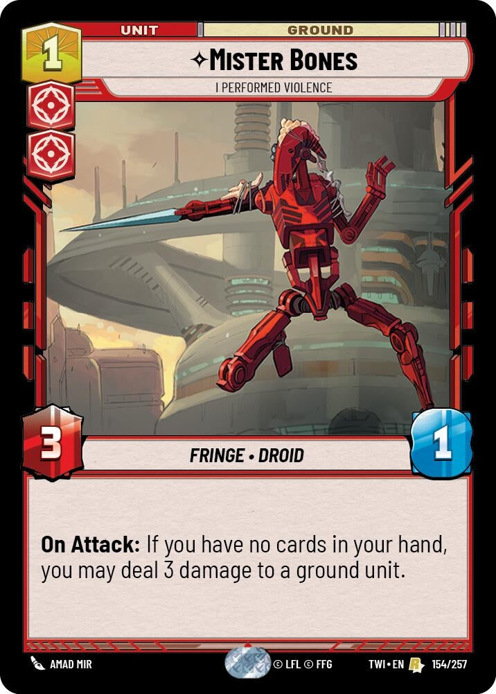 Image for Mister Bones - I Performed Violence (Twilight of the Republic) (154/257) - Star Wars: Unlimited