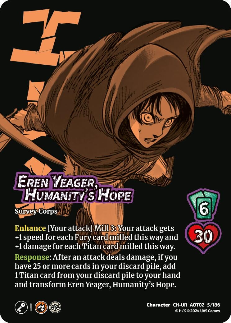 Image for Eren Yeager, Humanity's Hope // Eren, Attack Titan Advancing (Attack On Titan: Origins of Power) (5a/186) - UniVersus