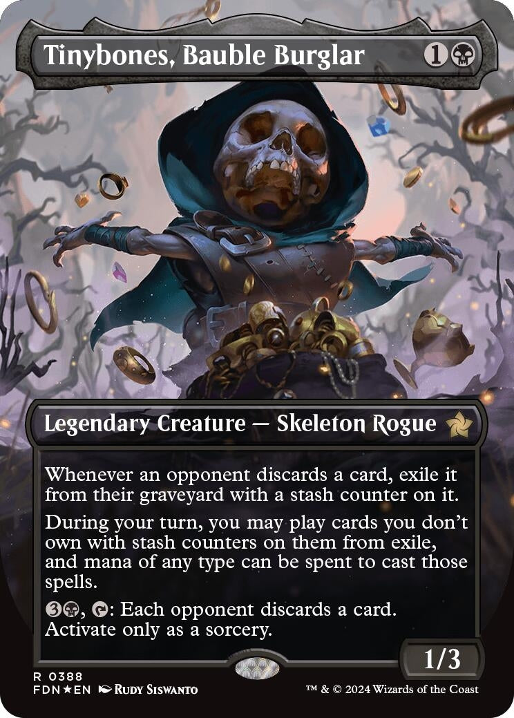 Image for Tinybones, Bauble Burglar (Borderless) (Mana Foil) (Foundations) (388) - Magic: The Gathering