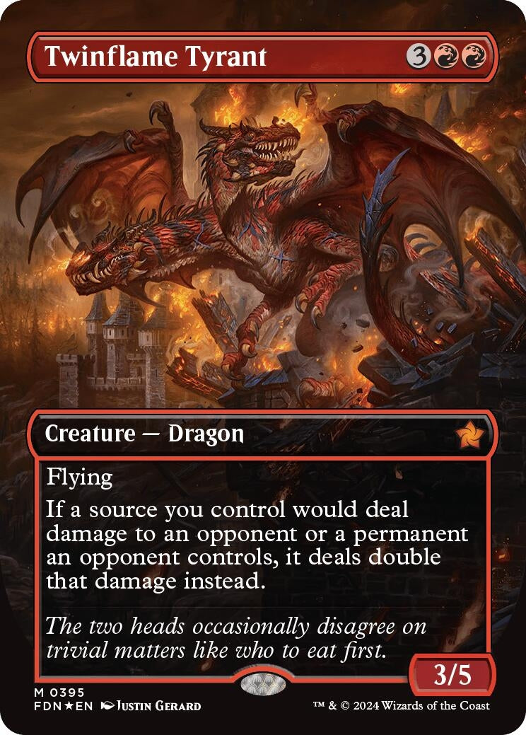 Image for Twinflame Tyrant (Borderless) (Mana Foil) (Foundations) (395) - Magic: The Gathering