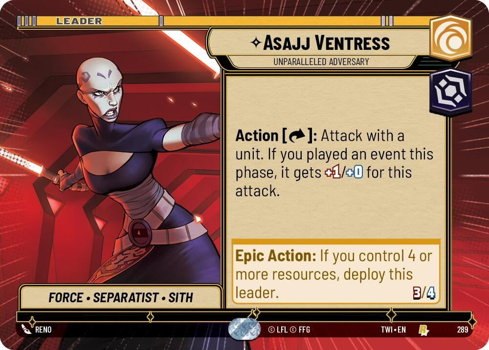 Image for Asajj Ventress - Unparalleled Adversary (Hyperspace) (Twilight of the Republic) (289) - Star Wars: Unlimited