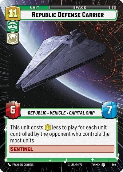 Image for Republic Defense Carrier (Hyperspace) (Twilight of the Republic) (369) - Star Wars: Unlimited