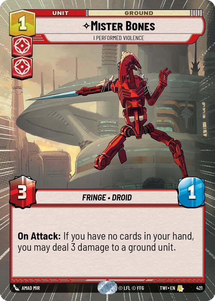 Image for Mister Bones - I Performed Violence (Hyperspace) (Twilight of the Republic) (421) - Star Wars: Unlimited