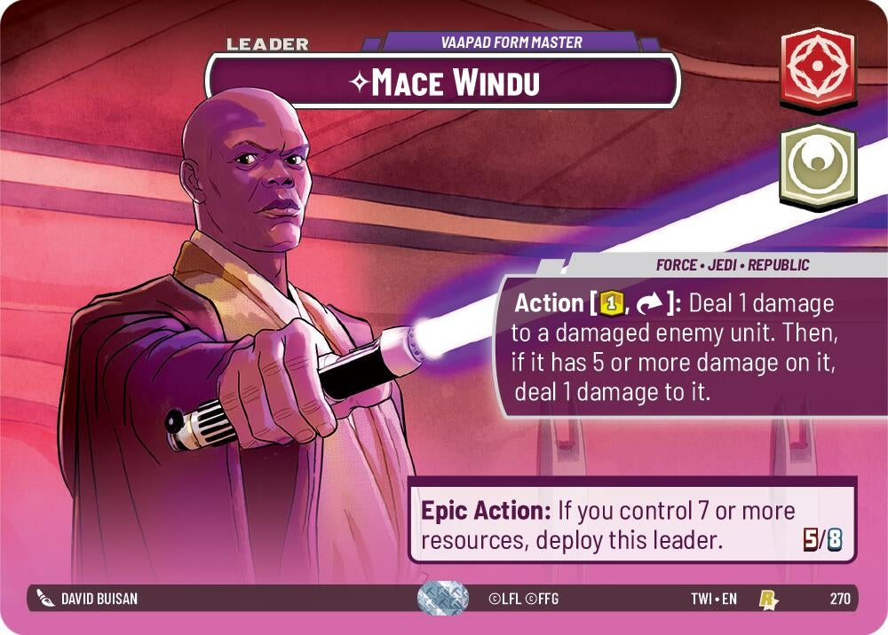 Image for Mace Windu - Vaapad Form Master (Showcase) (Twilight of the Republic) (270) - Star Wars: Unlimited