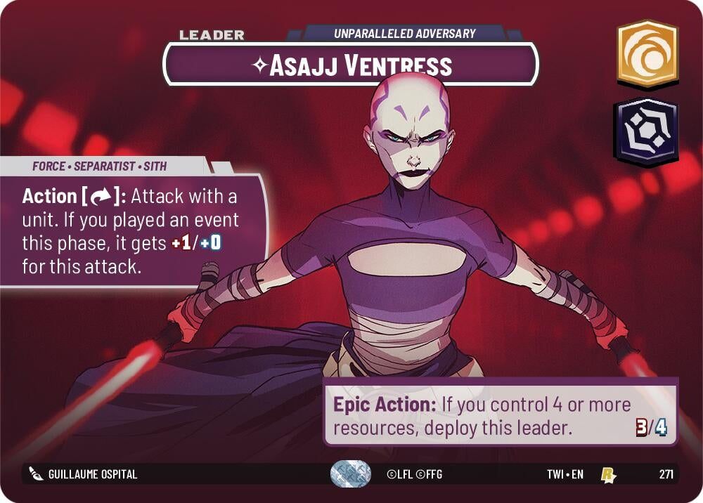 Image for Asajj Ventress - Unparalleled Adversary (Showcase) (Twilight of the Republic) (271) - Star Wars: Unlimited