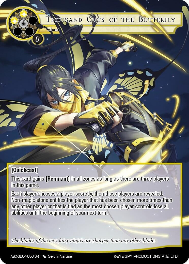 Image for Thousand Cuts Of The Butterfly (ABC-SD04-056) (ABC Duel Decks) (ABC-SD04-056 SR) - Force of Will