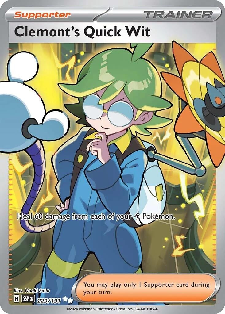 Image for Clemont's Quick Wit (SV08: Surging Sparks) (229/191) - Pokemon