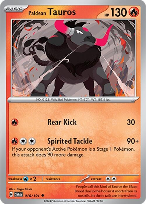 Image for Paldean Tauros (SV08: Surging Sparks) (018/191) - Pokemon