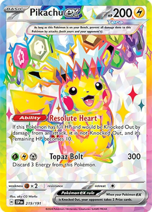 Image for Pikachu ex (SV08: Surging Sparks) (219/191) - Pokemon