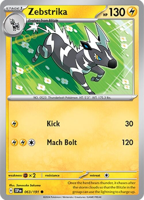 Image for Zebstrika (SV08: Surging Sparks) (063/191) - Pokemon