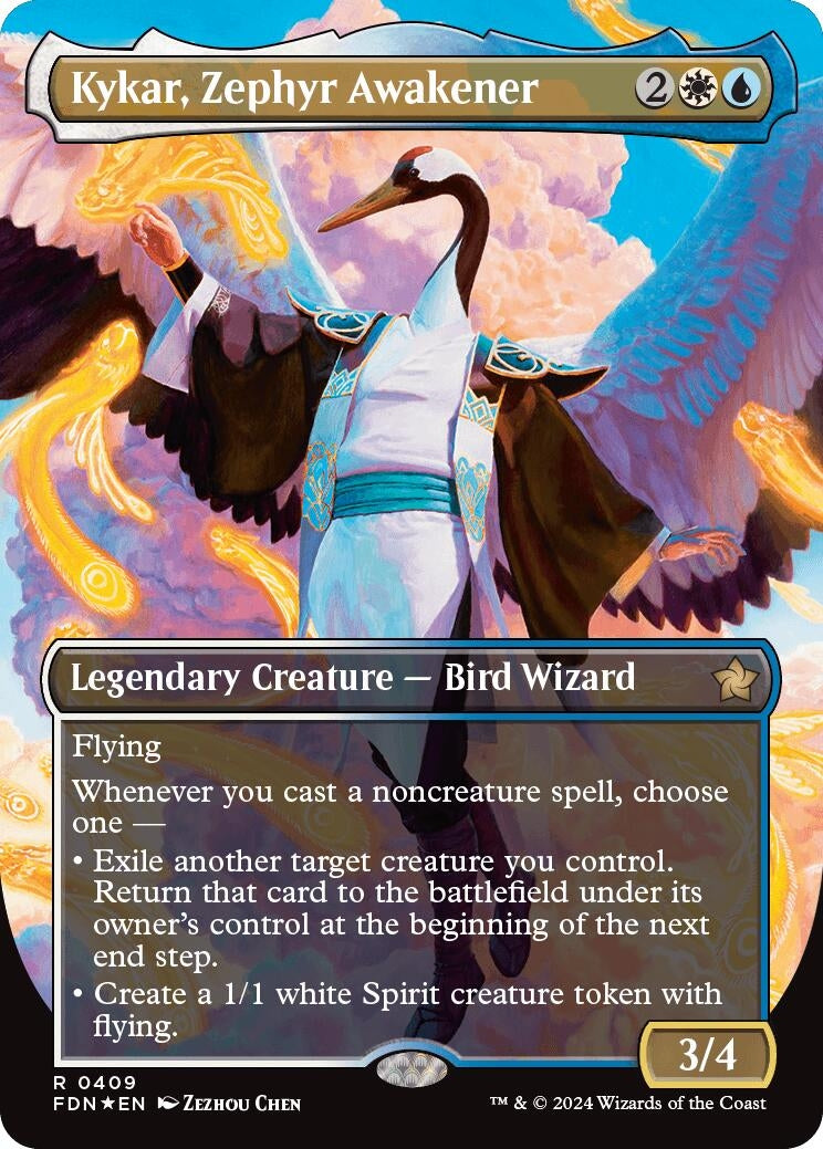 Image for Kykar, Zephyr Awakener (Borderless) (Mana Foil) (Foundations) (409) - Magic: The Gathering