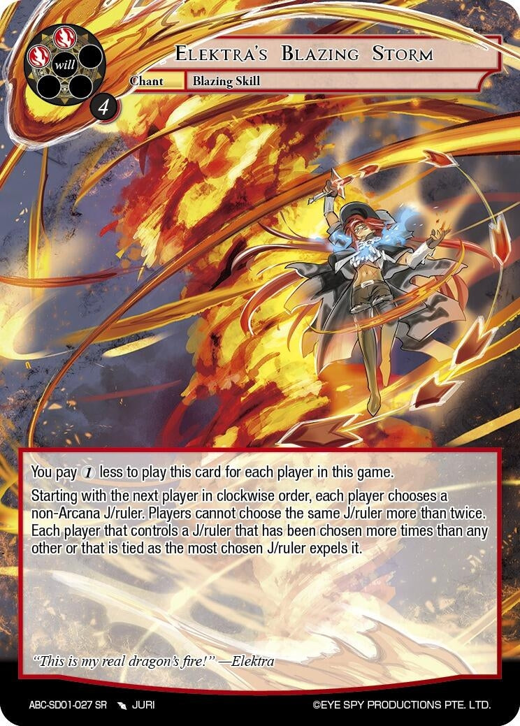 Image for Elektra's Blazing Storm (ABC-SD01-027) (ABC Duel Decks) (ABC-SD01-027 SR) - Force of Will